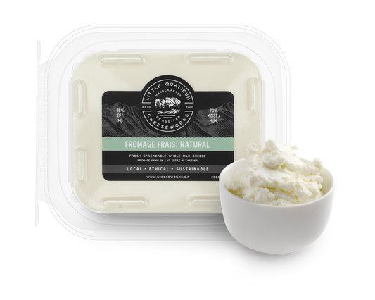 Fromage Frais Natural in LQC packaging with bowl of cheese