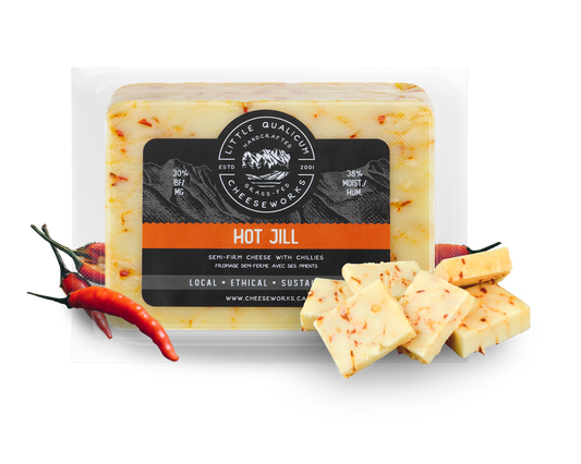 Hot Jill in LQC packaging with chilies and slices of cheese