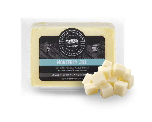 Monterey Jill cheese in LQC packaging with cubes of cheese