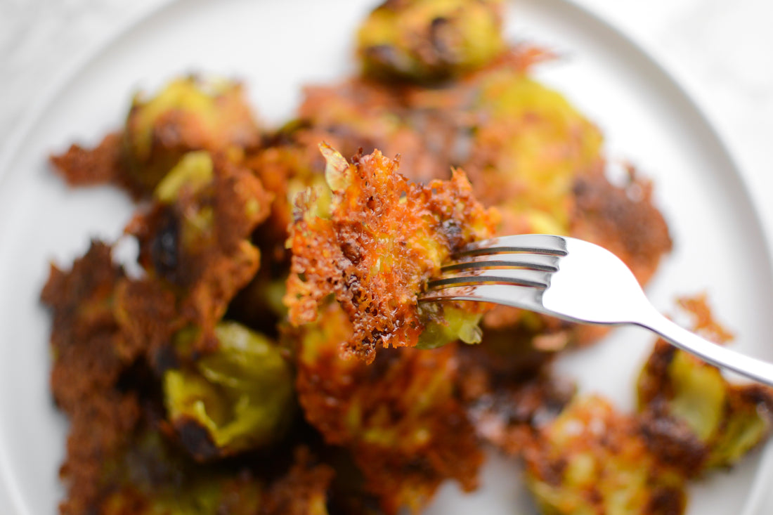 Smashed Brussels Sprouts with Crispy Cheese