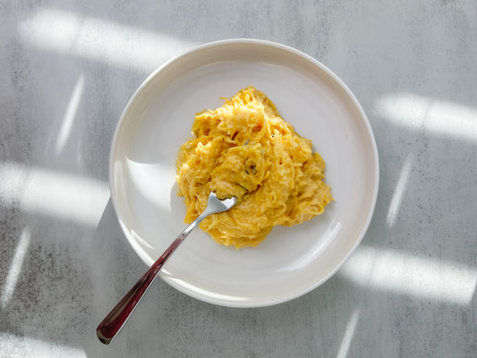 Cheesy Spaghetti Squash with Roasted Garlic, Browned Butter & Sage